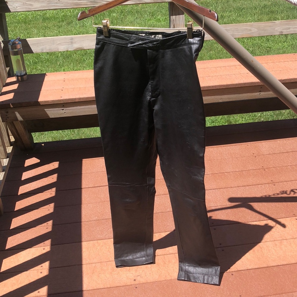 Real Leather Straight Pants - waist size 4